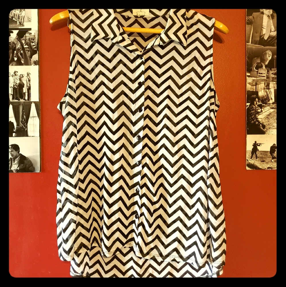 Sheer Button Up Tank Top